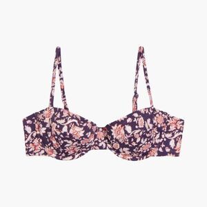Veronica Beard Dyer Bikini Swimsuit Top Large Ultramarine Floral NWT Underwire